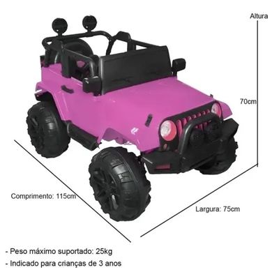 JIPE ELETRICO C/ CONTROLE 12V ROSA - IMPORTWAY