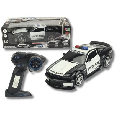 CARRO DE CONTROLE REMOTO POLICIAL PRETO E BRANCO - BBR TOYS