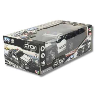 CARRO DE CONTROLE REMOTO POLICIAL PRETO E BRANCO - BBR TOYS
