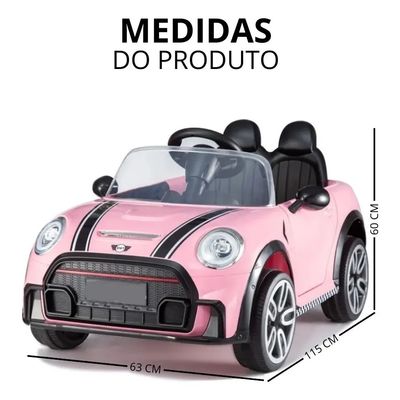 CARRO ELETRICO ESPORTIVO COM CONTROLE 12V ROSA - SHINY TOYS