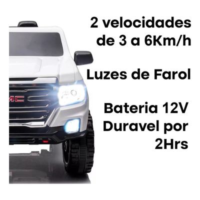 CARRO ELETRICO 2 LUGARES GMC CANYON AT4 12V BRANCO - IMPORTWAY