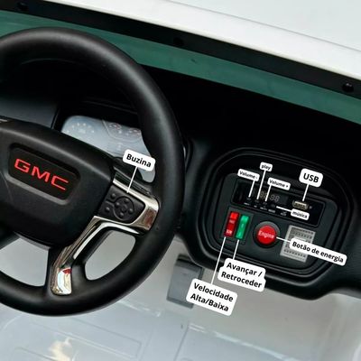 CARRO ELETRICO 2 LUGARES GMC CANYON AT4 12V BRANCO - IMPORTWAY
