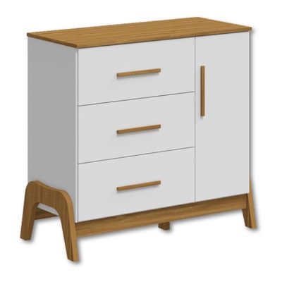 COMODA GUTI RETRO LISA 1 PORTA 3 GAVETAS BRANCO BRILHO/AMENDOA