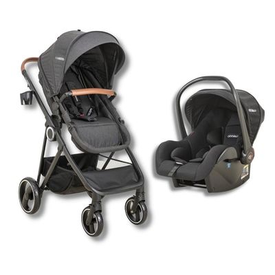 CARRINHO COSMOS MELANGE + BEBE CONFORTO CASULO CLICK PARA COSMOS PRETO - KIDDO