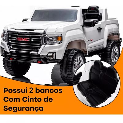 CARRO ELETRICO 2 LUGARES GMC CANYON AT4 12V BRANCO - IMPORTWAY