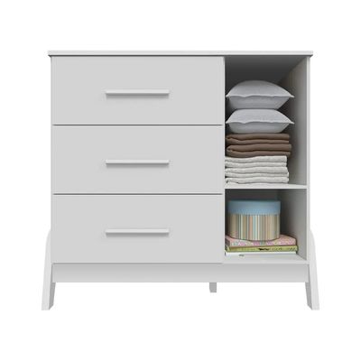 COMODA GUTI RETRO LISA 1 PORTA 3 GAVETAS BRANCO BRILHO - MOVEIS PEROBA