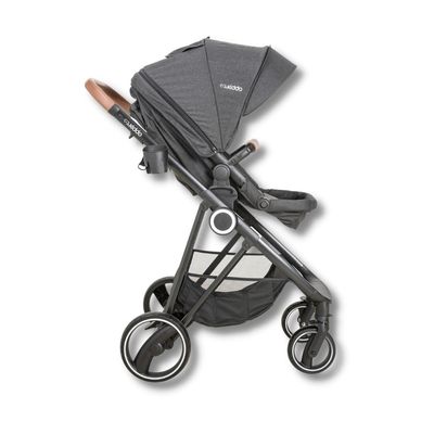 CARRINHO COSMOS MELANGE + BEBE CONFORTO CASULO CLICK PARA COSMOS PRETO + BASE ISOFIX