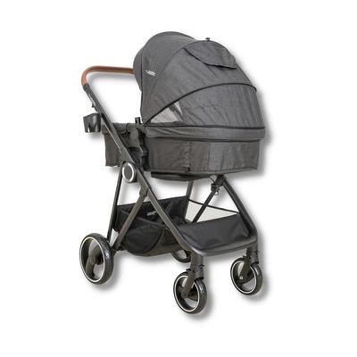 CARRINHO COSMOS MELANGE + BEBE CONFORTO CASULO CLICK PARA COSMOS PRETO + BASE ISOFIX