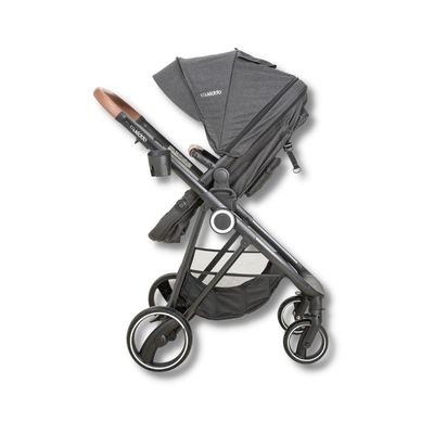 CARRINHO COSMOS MELANGE + BEBE CONFORTO CASULO CLICK PARA COSMOS PRETO + BASE ISOFIX