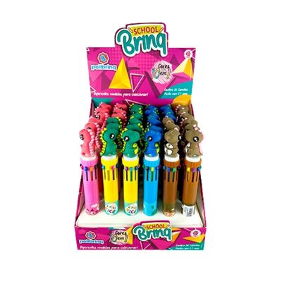 CANETA MULTICOLORIDA 10 EM 1 DINO - POLIBRINQ