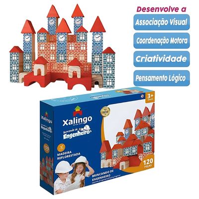 BLOCOS DE MONTAR BRINCANDO DE ENGENHEIRO 120 PEÇAS - XALINGO