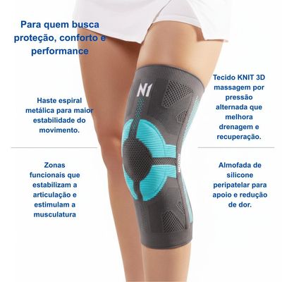 N1 Sport Protetor de Joelho Linha Pro 2004 Preto Tam G N1 Sp
