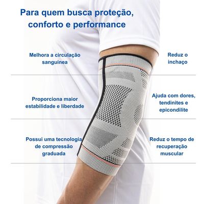 N1 Sport Cotoveleira Training Cinza G Knit 3D com Compressão