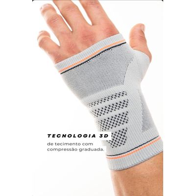 N1 Sport Munhequeira Cinza P Knit 3D com Compressão Graduada