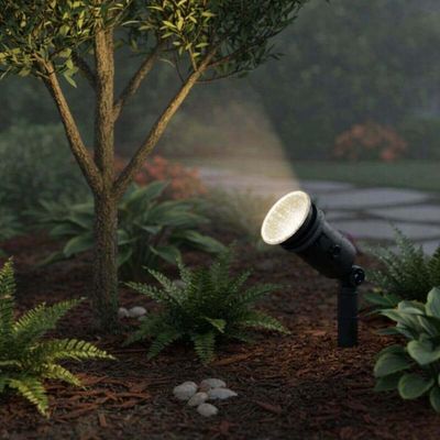Kit 4 Luminárias Preta Espeto Jardim Projetor Lâmpada E27 Bi