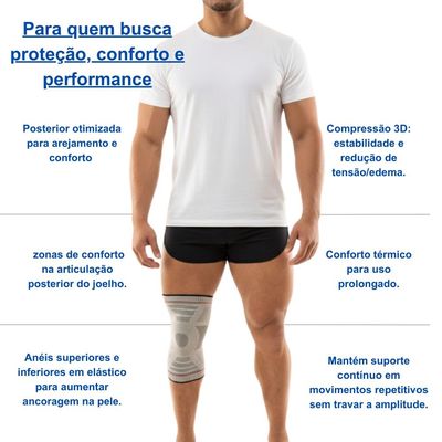 N1 Sport Joelheira Training Cinza GG Knit 3D Compressão Grad
