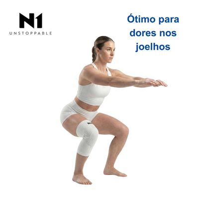 N1 Sport Joelheira Linha PRÓ Branca Tamanho M com Compressão