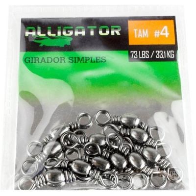12 Giradores Simples para Pesca de Aço Inox Alligator Tamanho 4 Pescaria 2,53cm