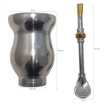 Cuia E Bomba Metal Chimarrão Mate Terere Mini Para Criança Inox