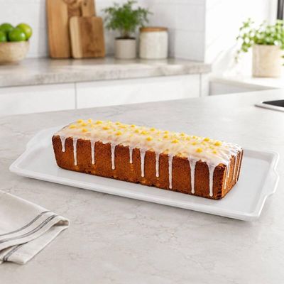 Bandeja para Servir Retangular Melamina Branca Bolos Buffet