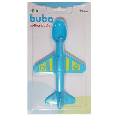 Colher Infantil para Introdução Alimentar Buba Avião Azul Azul