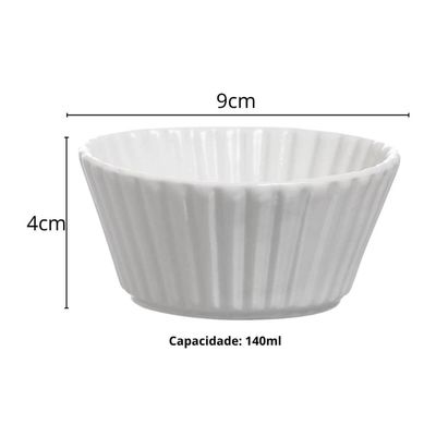 Conjunto 12 Ramequins Molheiras 140ml Blanc Porcelana Branca New Bone China Suflê Sobremesa