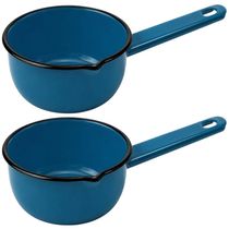 Kit 2 Papeiros N12 Esmaltado com Cabo Panelinhas 550ml Azul Ágata Metallouça