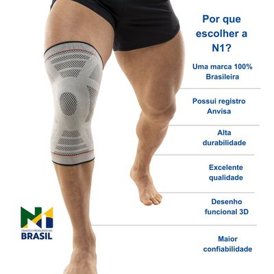 N1 Sport Joelheira Training Cinza G Knit 3D com Compressão G