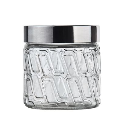 Pote de Vidro Euro Home com Tampa Inox Mosaico 0,5L