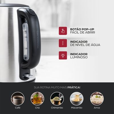 Chaleira Elétrica Wap WCE1 1,7L 1200W Base 360° Preto / 110