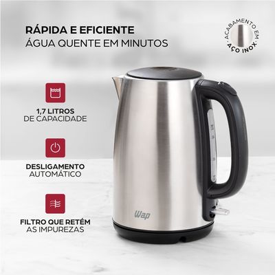 Chaleira Elétrica Wap WCE1 1,7L 1200W Base 360° Preto / 110