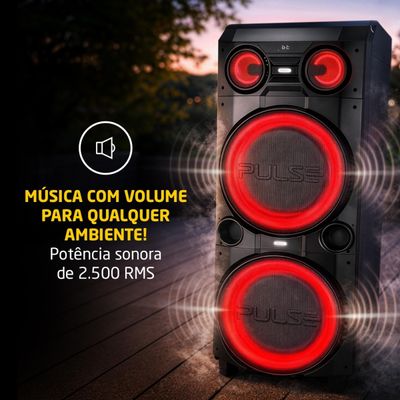 Torre de Som Pulse SP517 2500W RMS Bluetooth TWS LED Duplo Bivolt