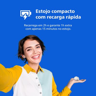 Fone de Ouvido Philips TAT1139WT/00 Bluetooth TWS
