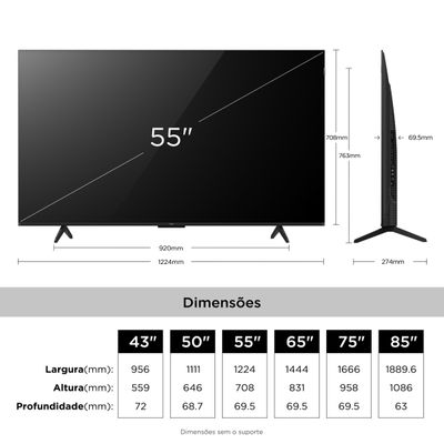 Smart TV 55 4K QLED TCL 55P7L Google TV 120Hz