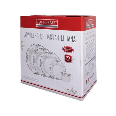 Aparelho de Jantar 20 peças Hauskraft Liliana em Porcelana