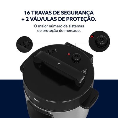 Panela de Pressão Elétrica Oster OPAN930 5,7L Inox Preto / 220