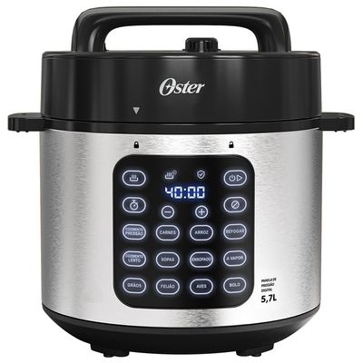 Panela de Pressão Elétrica Oster OPAN930 5,7L Inox Preto / 220