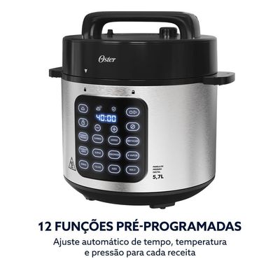 Panela de Pressão Elétrica Oster OPAN930 5,7L Inox Preto / 220