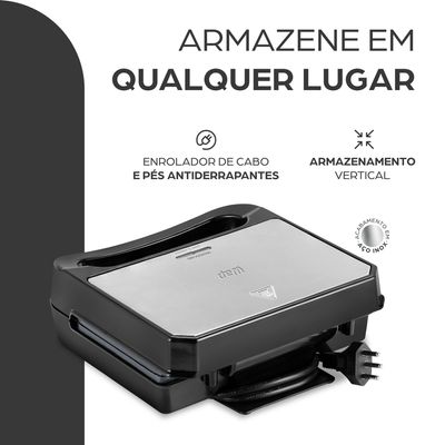 Sanduicheira Grill WAP WS750 750W Antiaderente Preto / 220