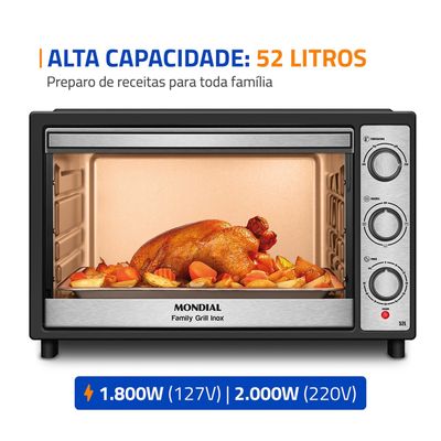 Forno Elétrico Mondial Grand Family FRN-52 52L 1800W preto / 220