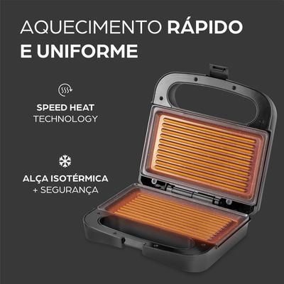 Sanduicheira Grill WAP WS750 750W Antiaderente Preto / 220