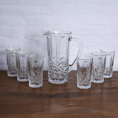 Conjunto 6 Copos Altos e Jarra 1L Wolff Stella Transparente