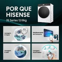 Lava e Seca Hisense 12kg/8kg WD3S12 Connect Wi-Fi Inverter Branca