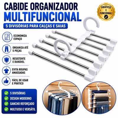 Kit Organização de Guarda-Roupa: Cabide Multiuso + Organizador de Gaveta