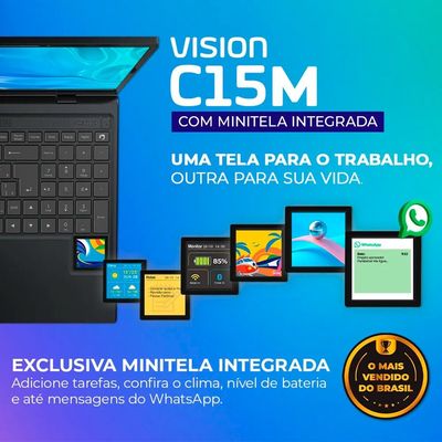 Notebook C15M Vision 15.1 128GB Windows 11 Positivo Cinza / Bivolt