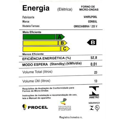 Micro-Ondas CMS23AB 23 Litros Branco Consul Branco / 220V