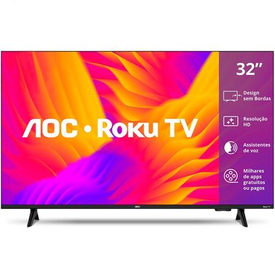 Smart TV 32 Polegadas DLED HD Roku TV 32S5155 78G AOC Preto / Bivolt