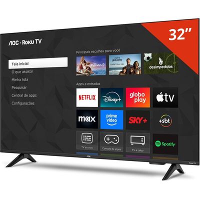 Smart TV 32 Polegadas DLED HD Roku TV 32S5155 78G AOC Preto / Bivolt