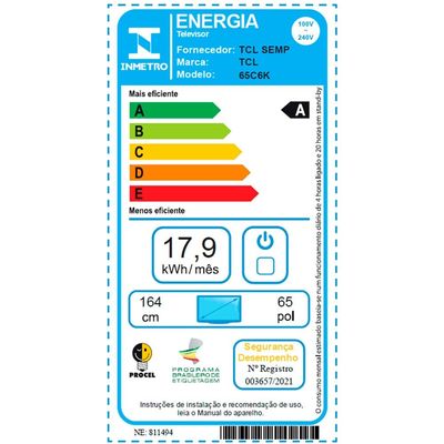 Smart TV TCL 65C6K 65 4K Mini LED Android TV Semp Tcl Preto / Bivolt