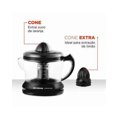 Espremedor de Frutas E-02 Premium 30 W Motor Reversível Mondial Preto / 110V